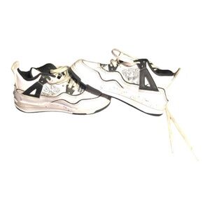 Nike Air Jordan Boys 4 Retro SE PS DIY White and Black Leather Sneakers Size 12C